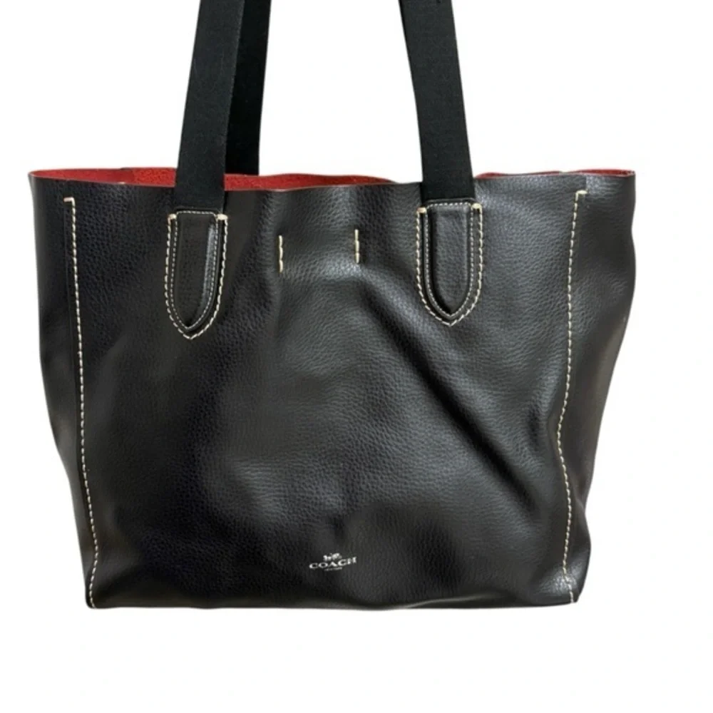 Coach black leather derby bag 58660